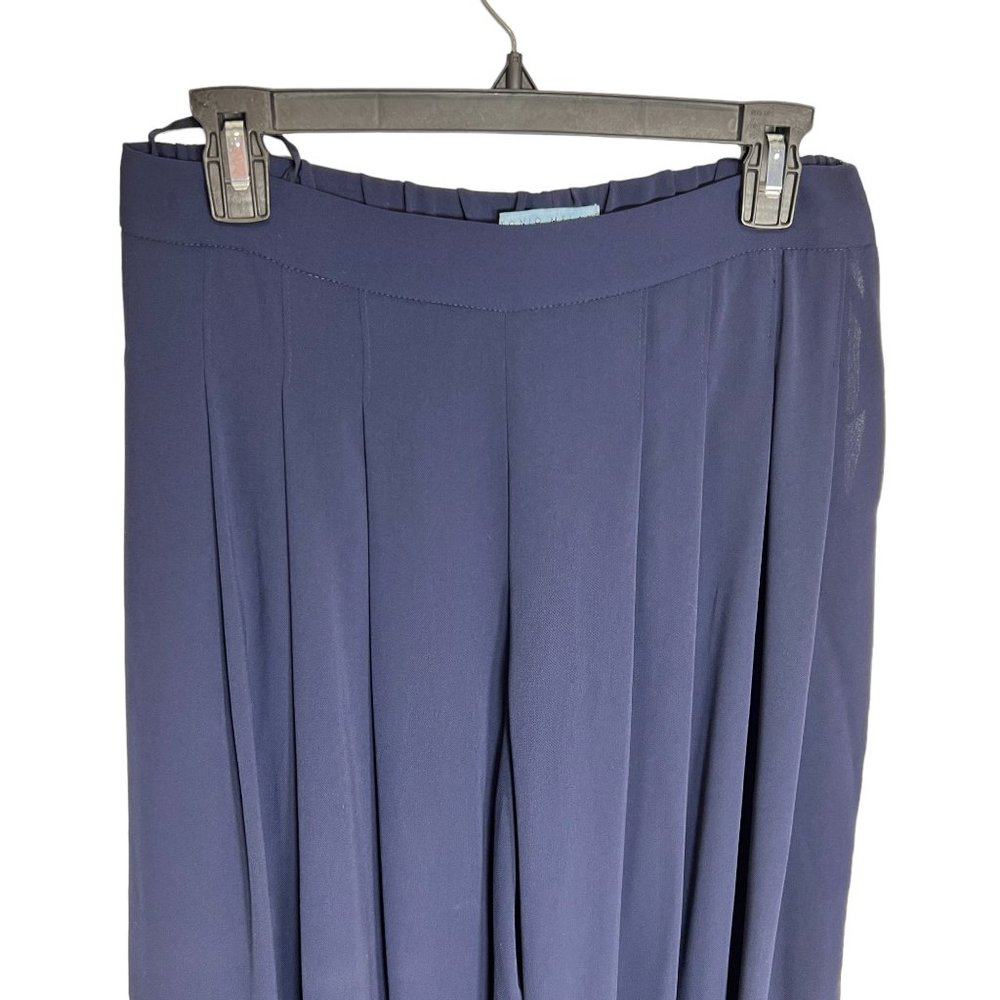 Antonio Melani Navy Pleated Palazzo Wide Leg Mirren Pant Size 6 - Picture 4 of 13